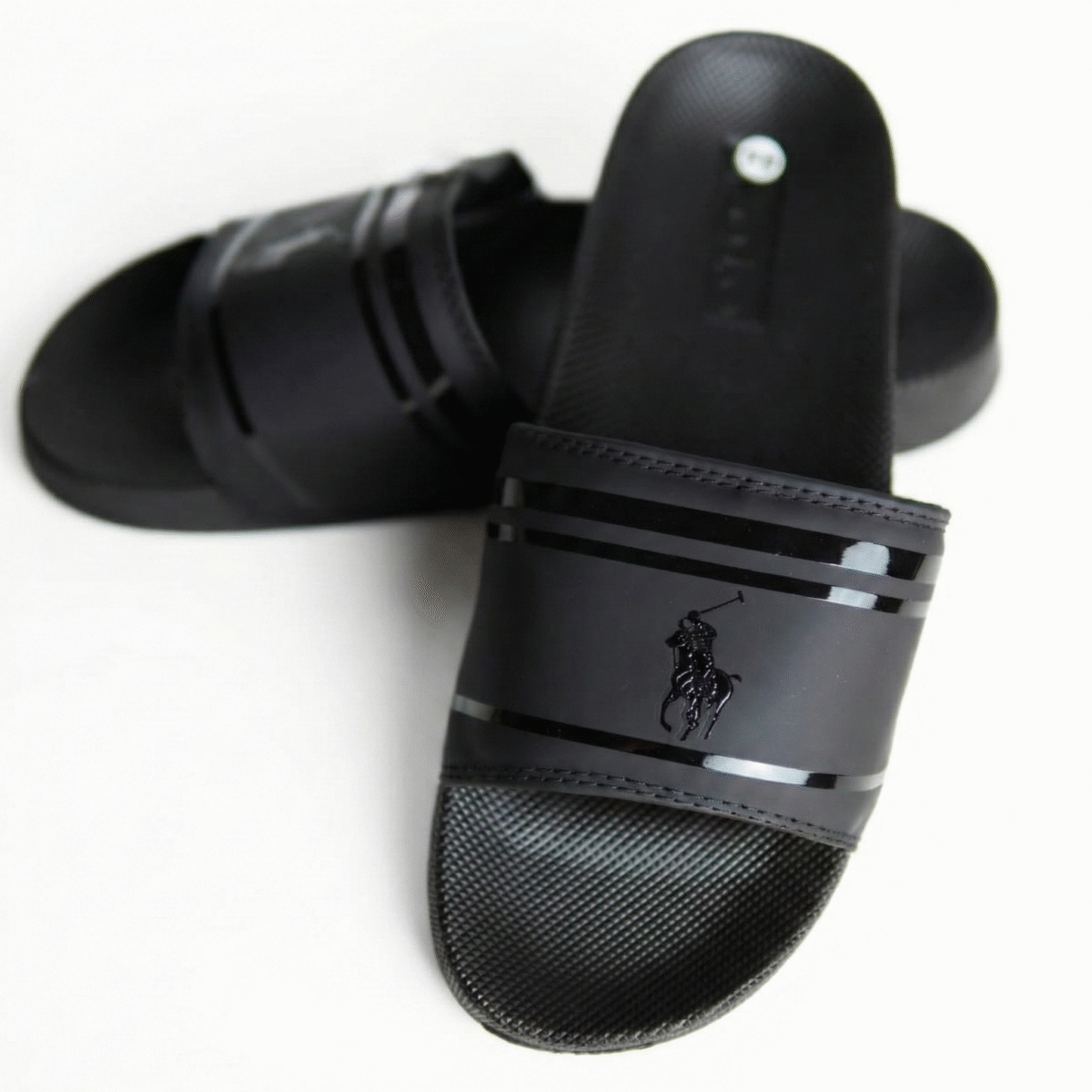 POLO SLIDE - BLACK STRIPE