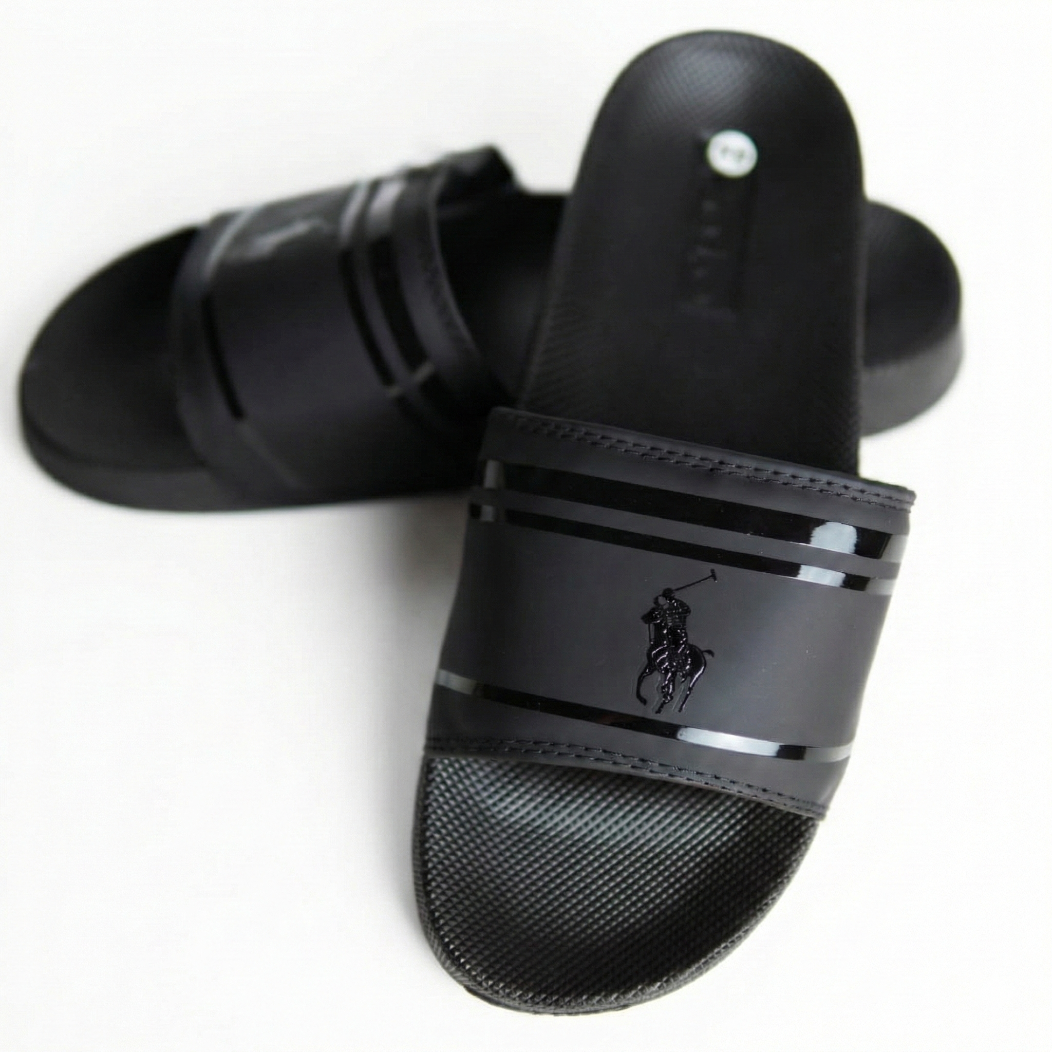 POLO SLIDE - BLACK STRIPE