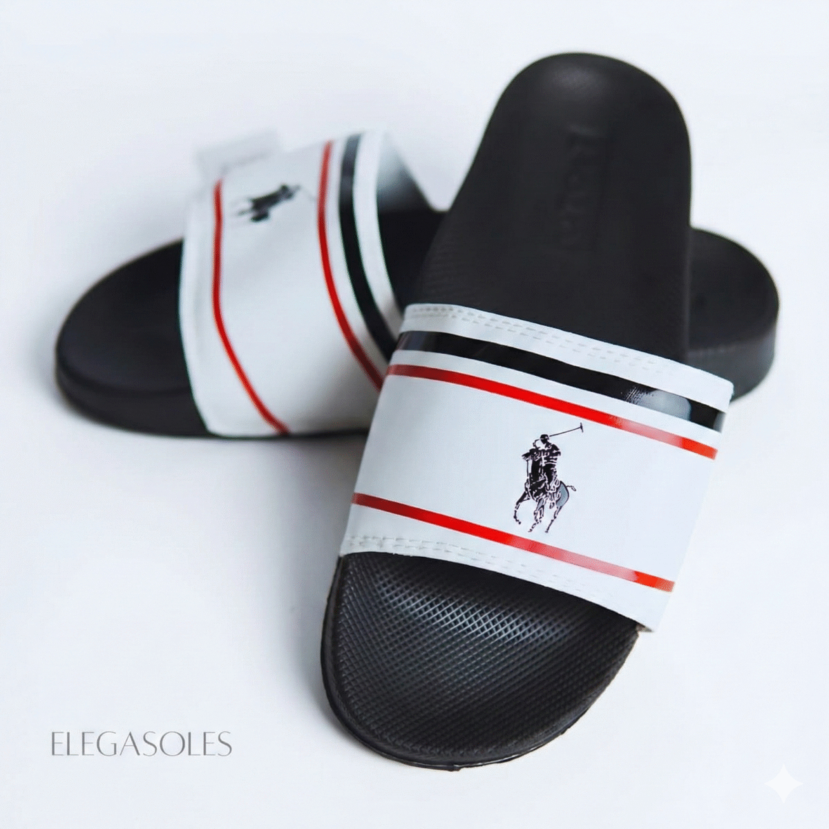 POLO SLIDE - WHITE STRIPE