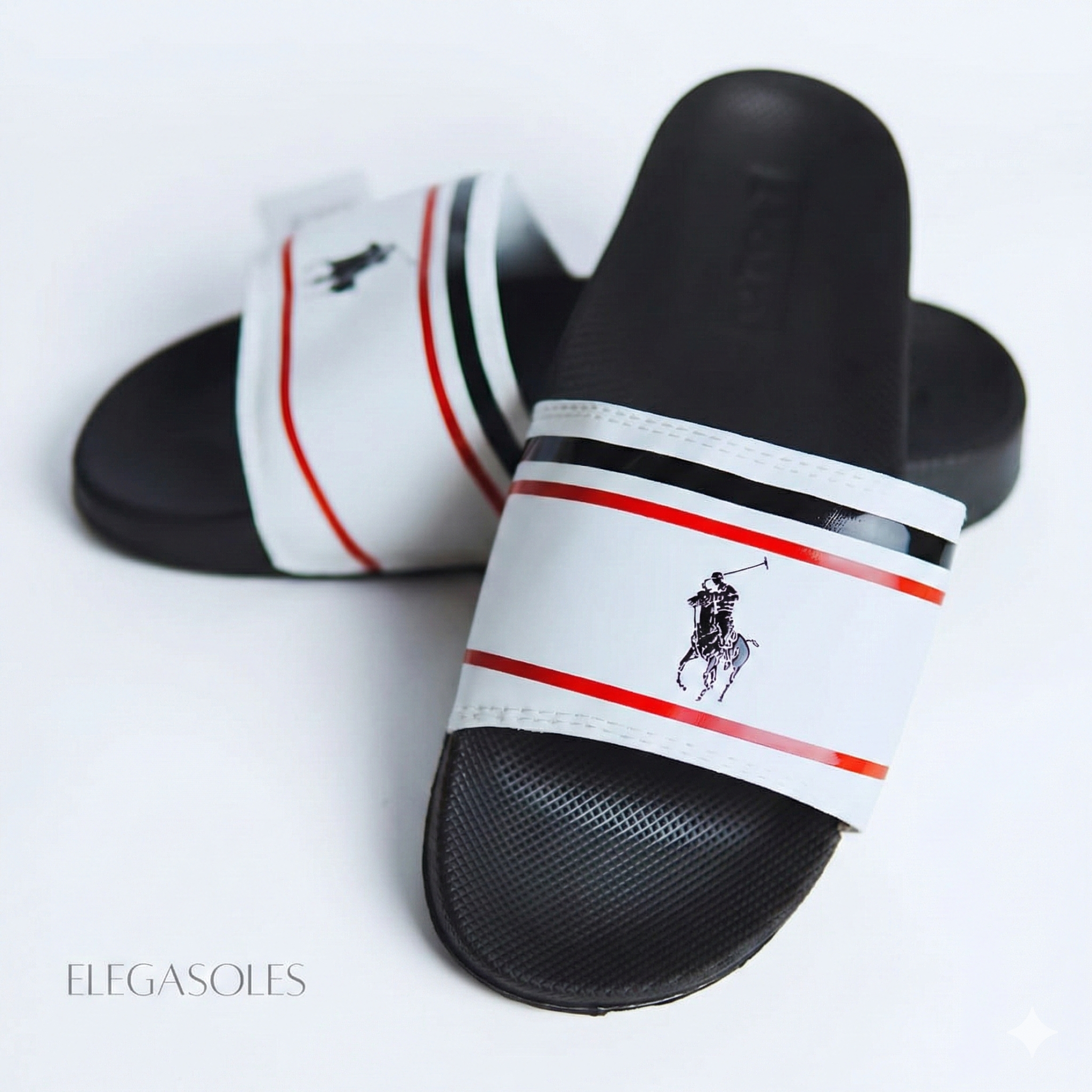 POLO SLIDE - WHITE STRIPE