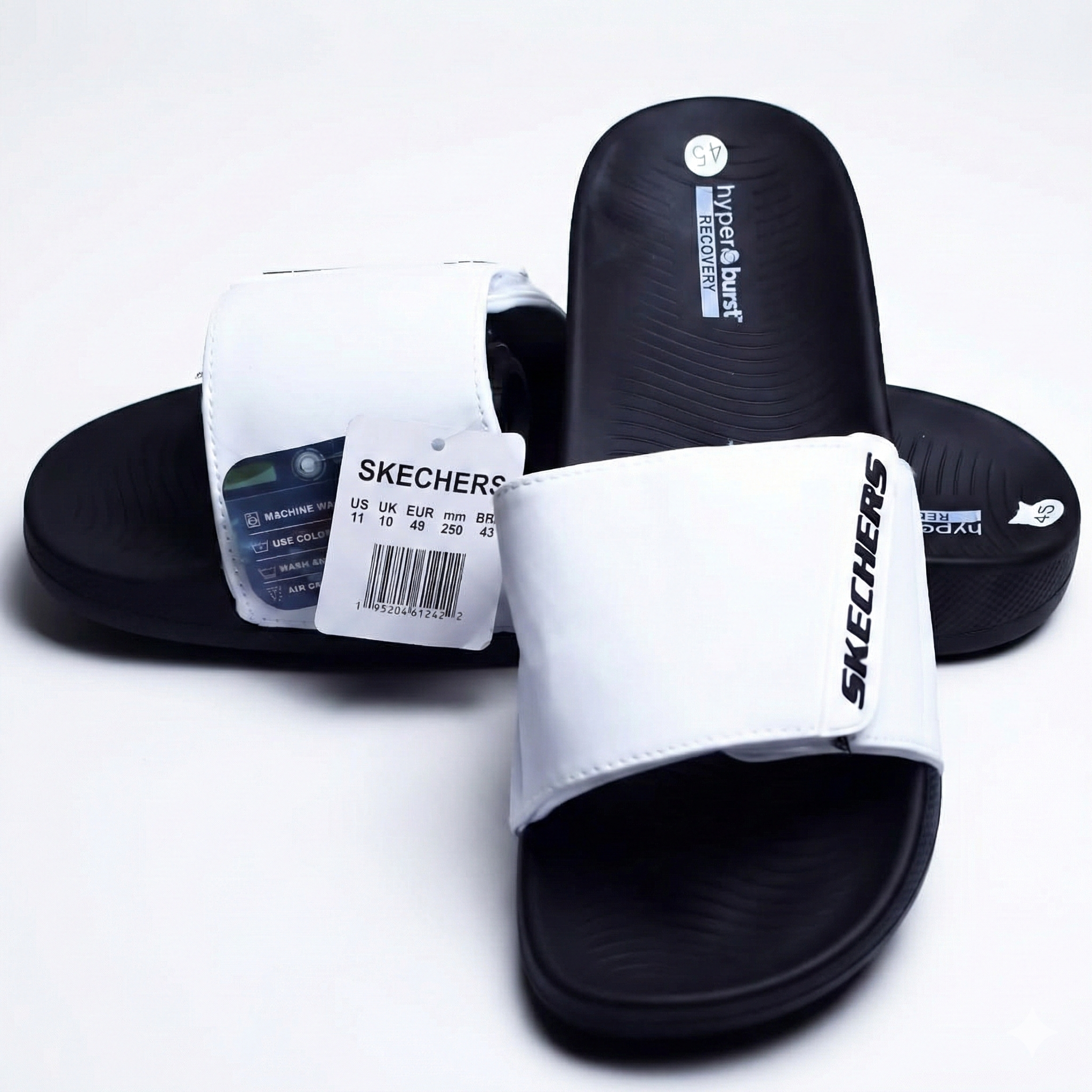 SKECHER HYPER BURST - WHITE ADJUSTABLE – PREMIUM COMFORT